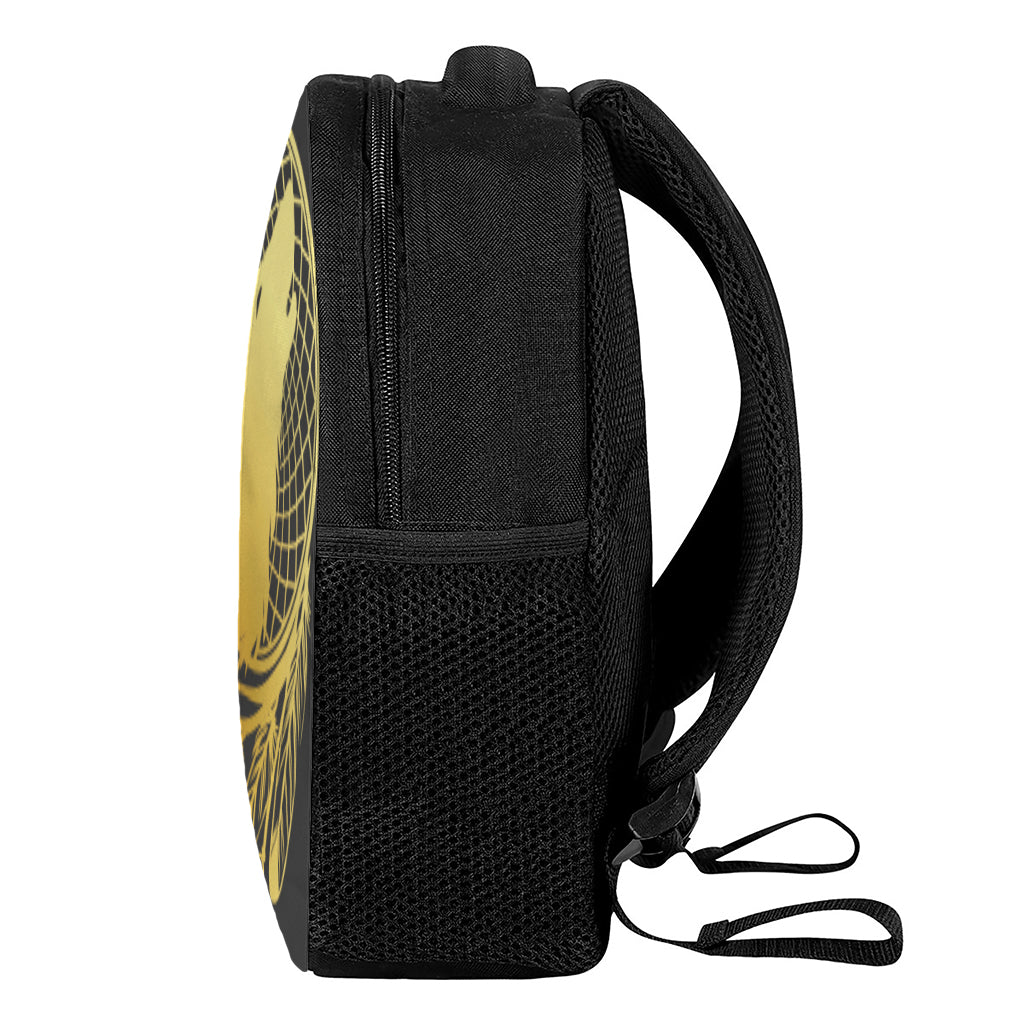 Golden Bohemian Howling Wolf Print Casual Backpack