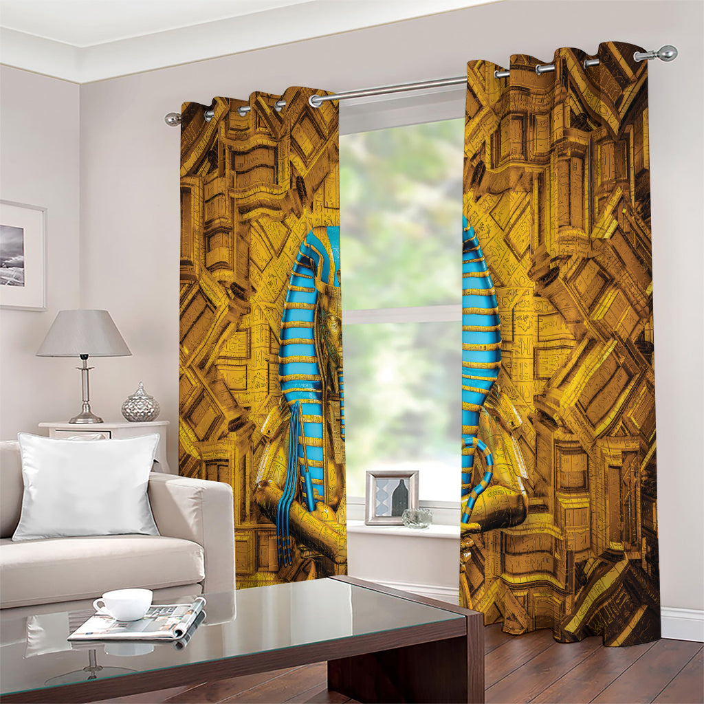 Golden Egyptian Pharaoh Print Extra Wide Grommet Curtains