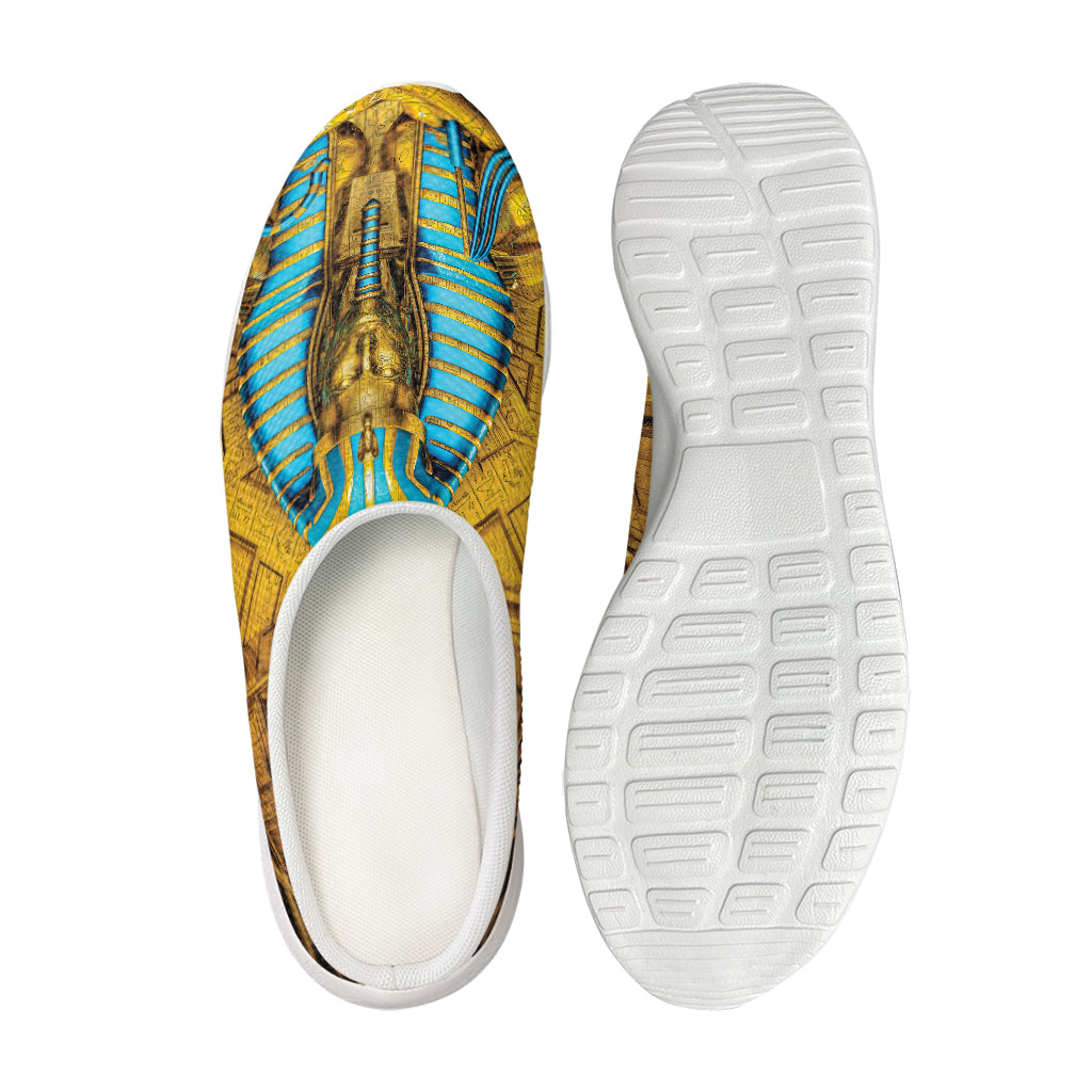 Golden Egyptian Pharaoh Print Mesh Casual Shoes