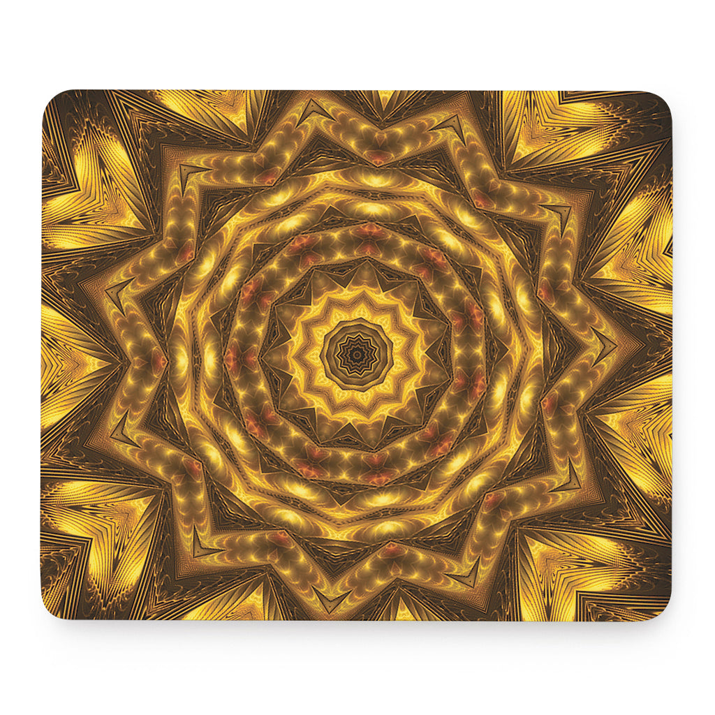 Golden Kaleidoscope Print Mouse Pad