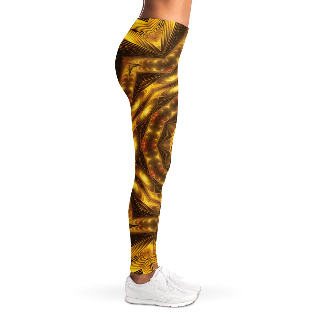 Golden Kaleidoscope Print Women's Leggings