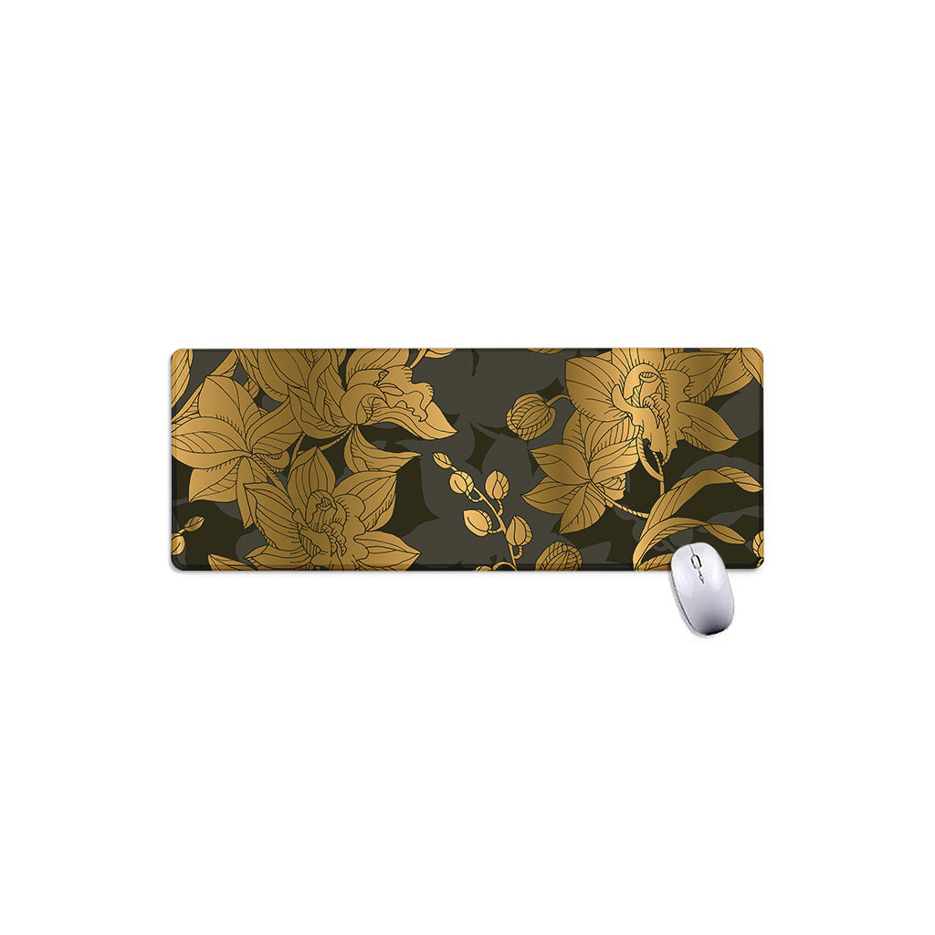 Golden Orchid Pattern Print Extended Mouse Pad