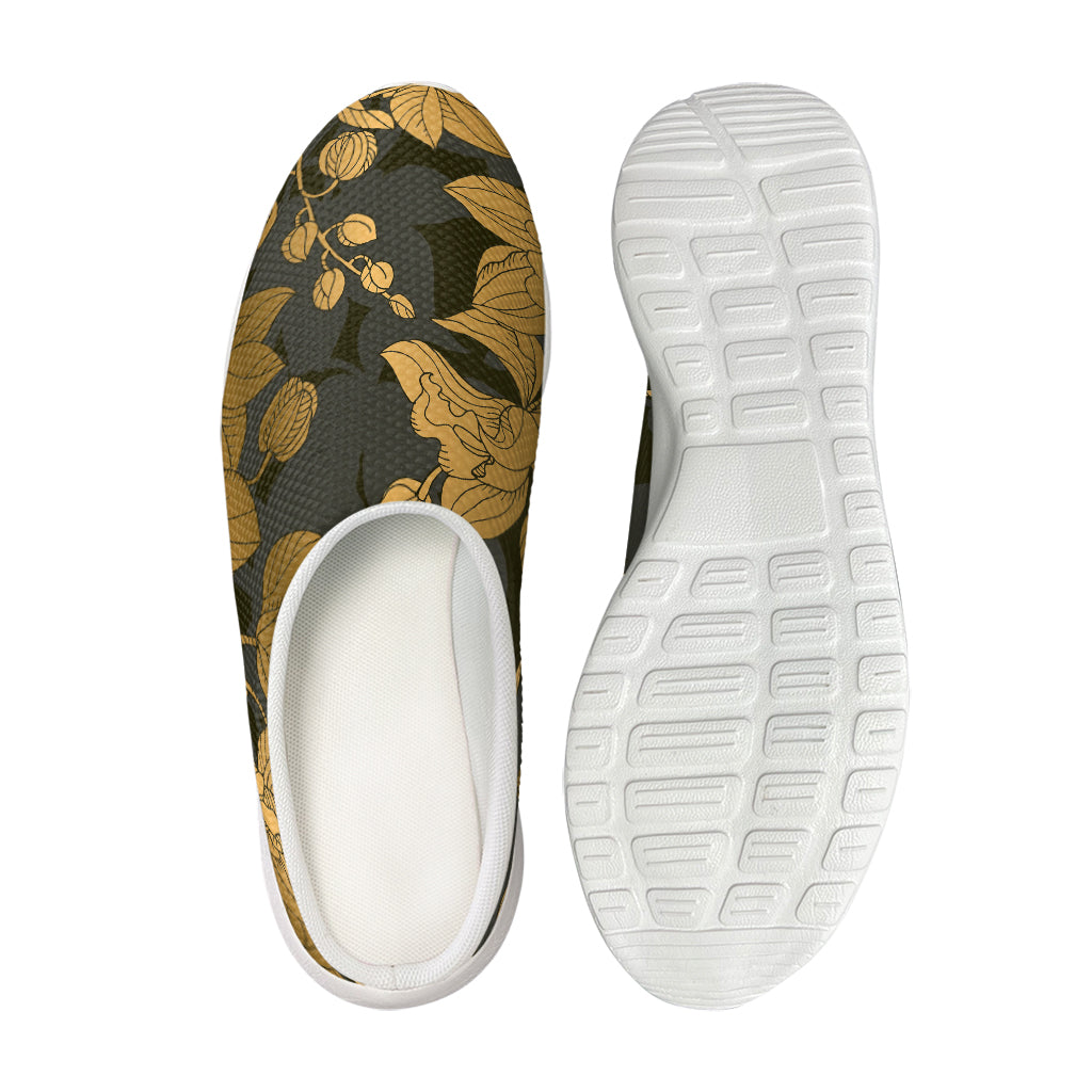 Golden Orchid Pattern Print Mesh Casual Shoes