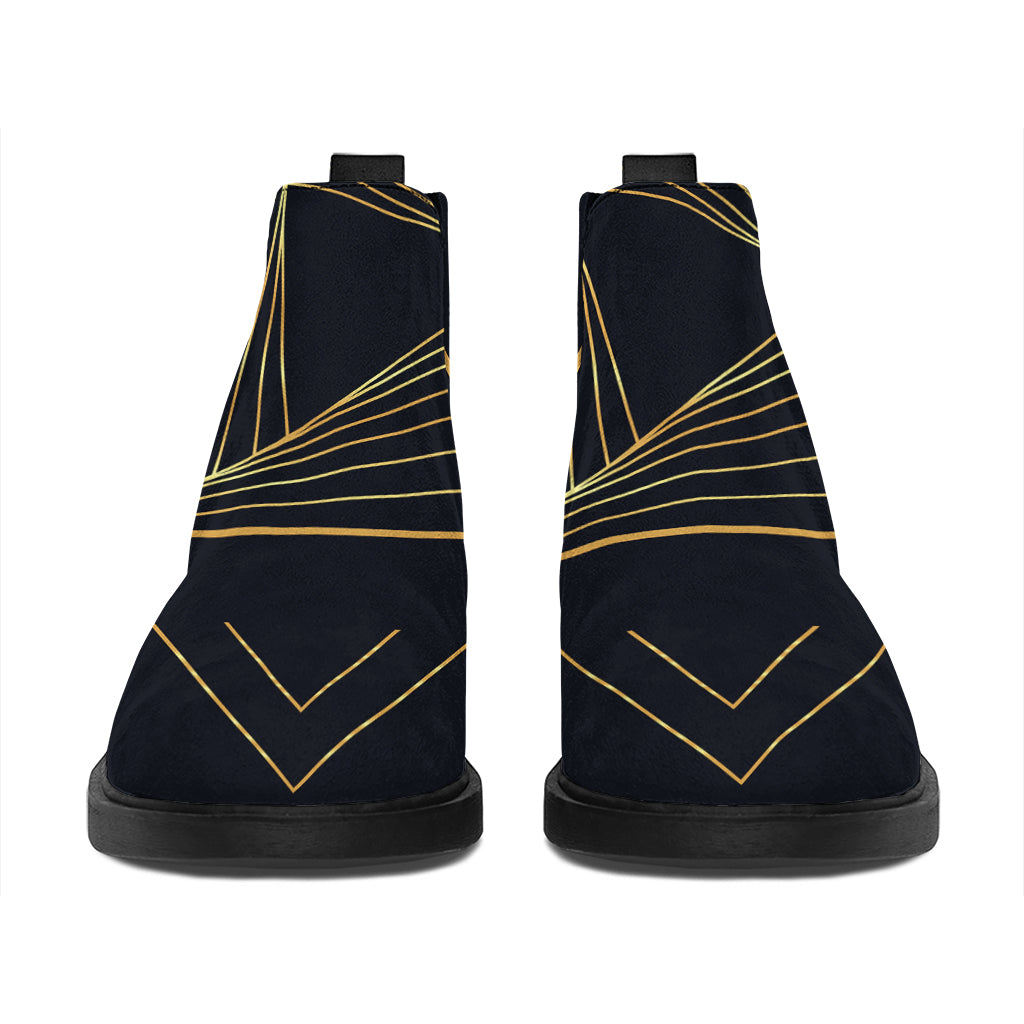 Golden Pyramid Print Flat Ankle Boots