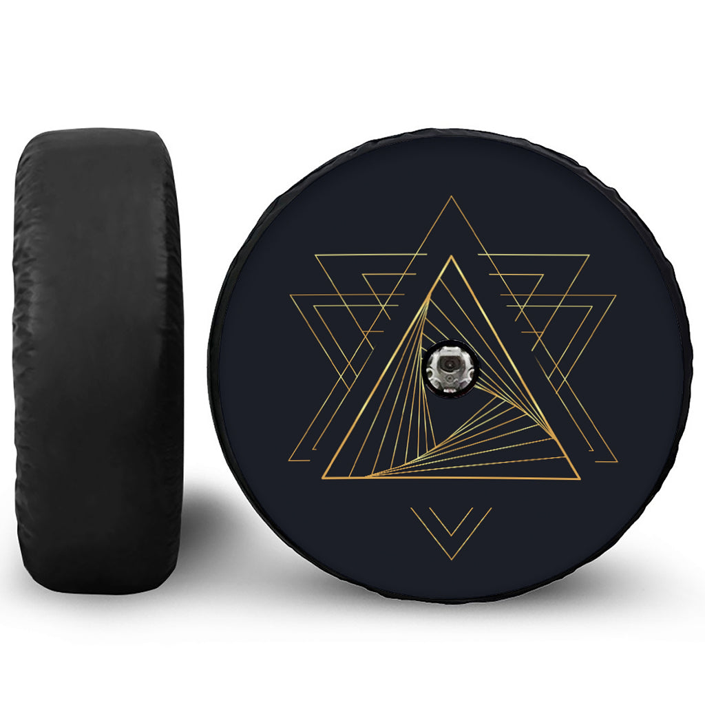 Golden Pyramid Print Tire Cover With Camera Hole