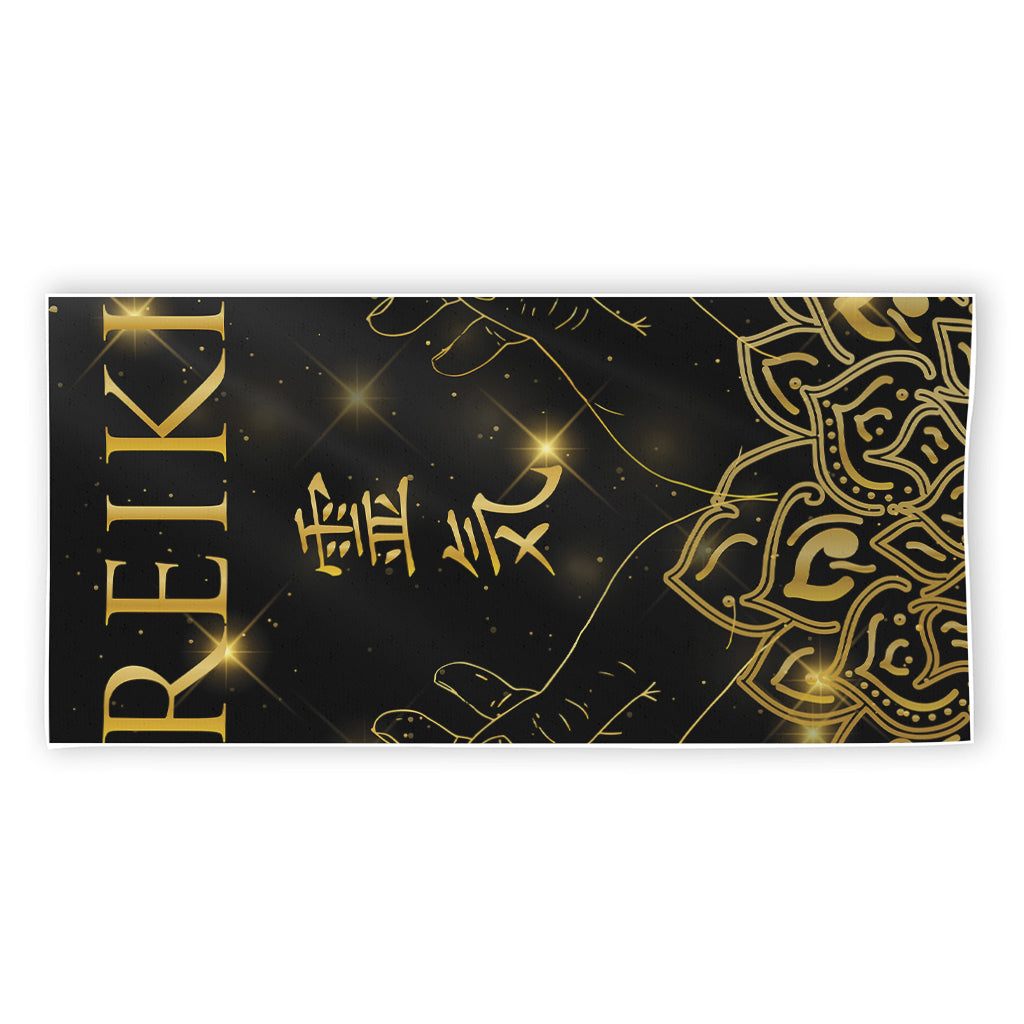 Golden Reiki Print Beach Towel