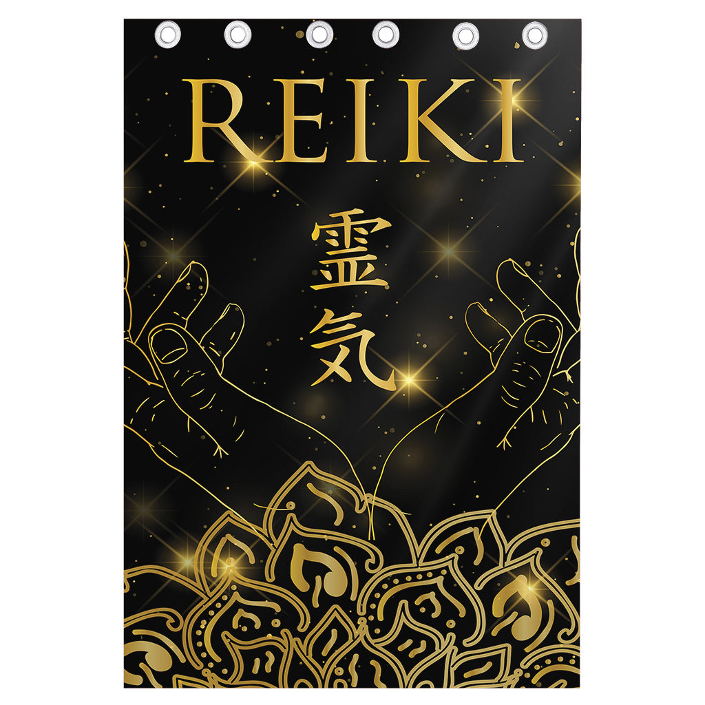 Golden Reiki Print Curtain