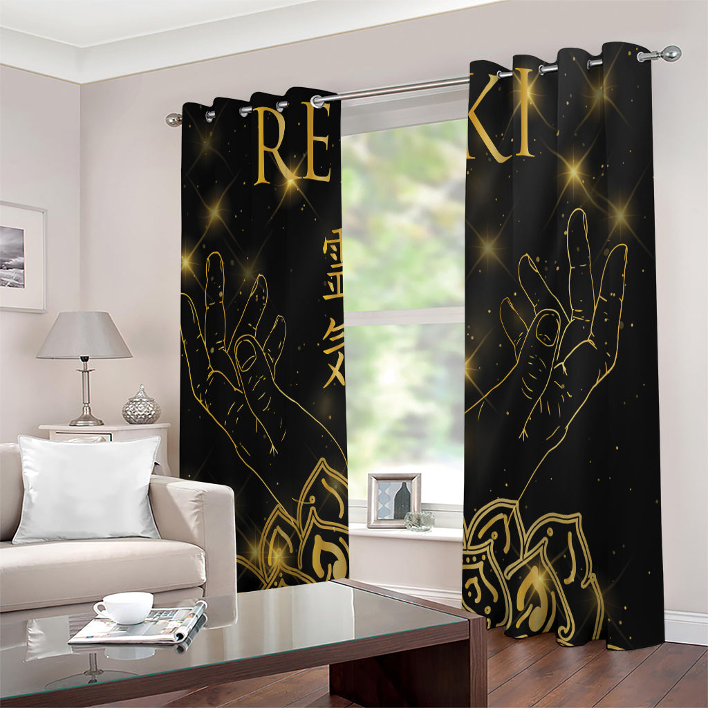 Golden Reiki Print Extra Wide Grommet Curtains