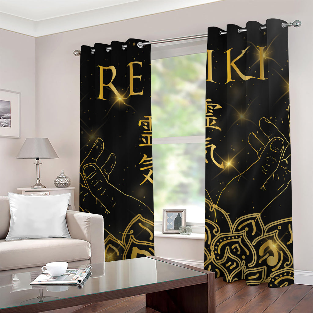 Golden Reiki Print Grommet Curtains