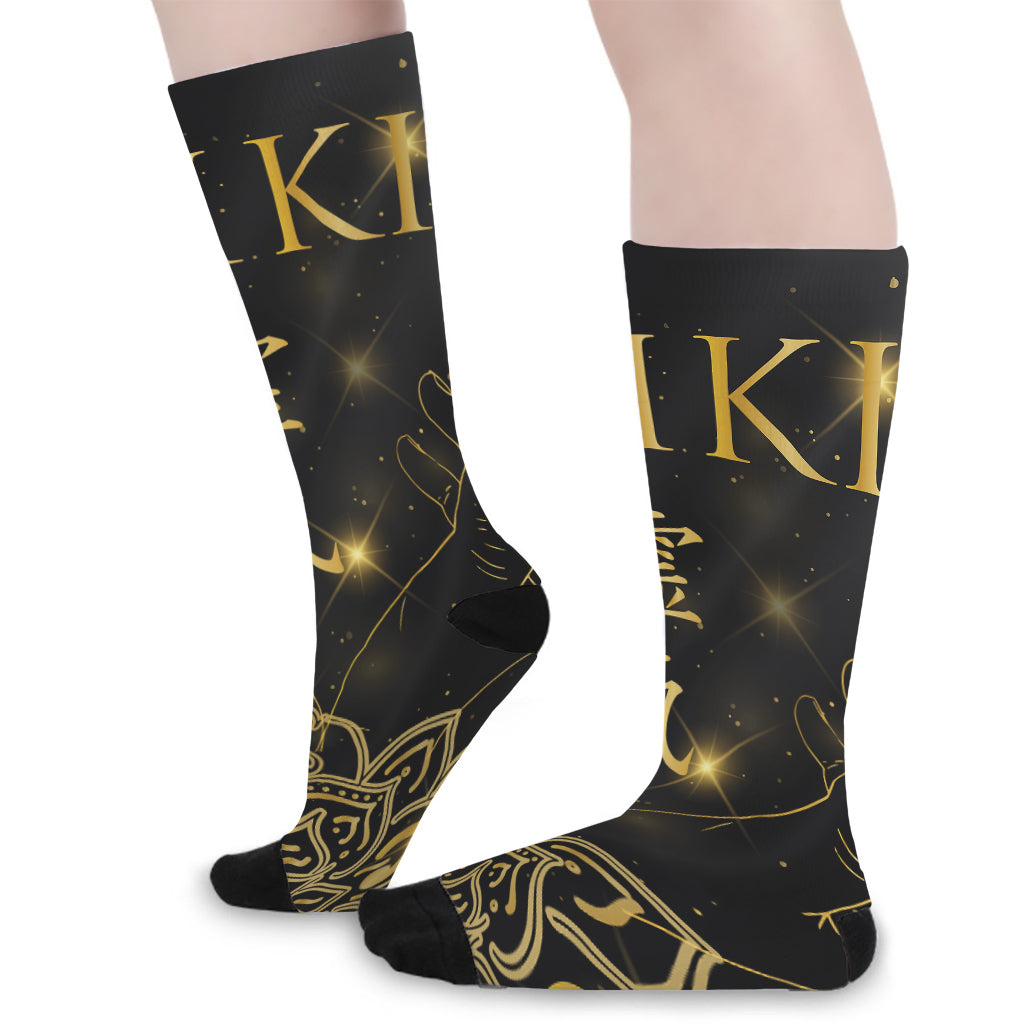 Golden Reiki Print Long Socks