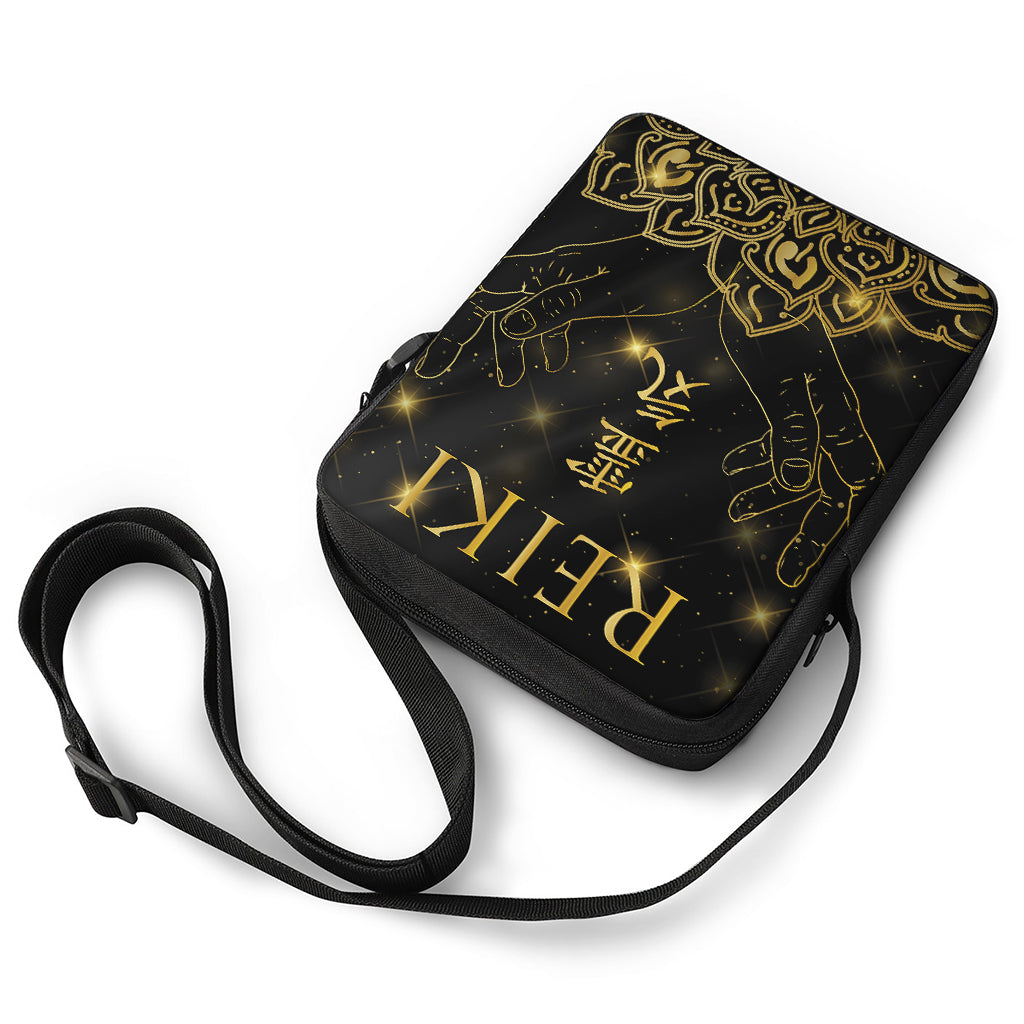 Golden Reiki Print Rectangular Crossbody Bag
