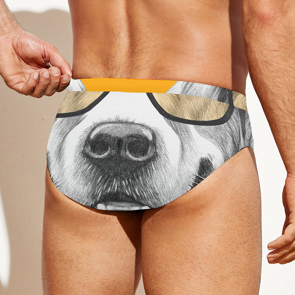 Golden Retriever With Glasses Print Men's Swim Briefs