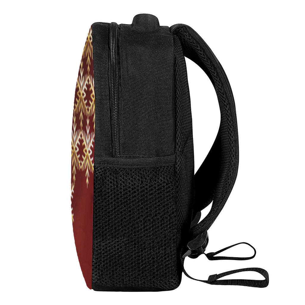 Golden Snowflake Print Casual Backpack