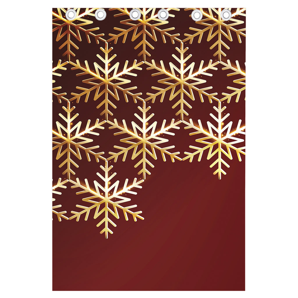 Golden Snowflake Print Curtain