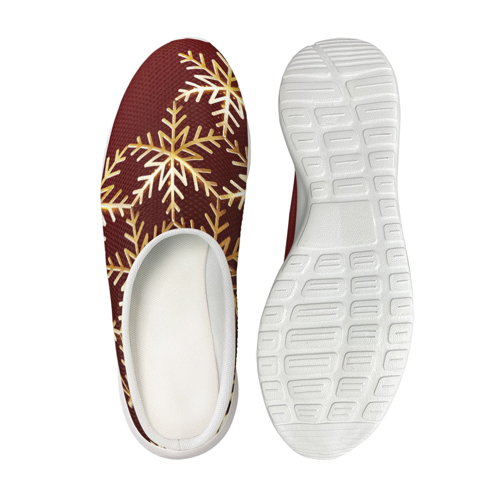 Golden Snowflake Print Mesh Casual Shoes