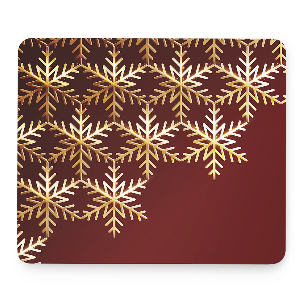 Golden Snowflake Print Mouse Pad