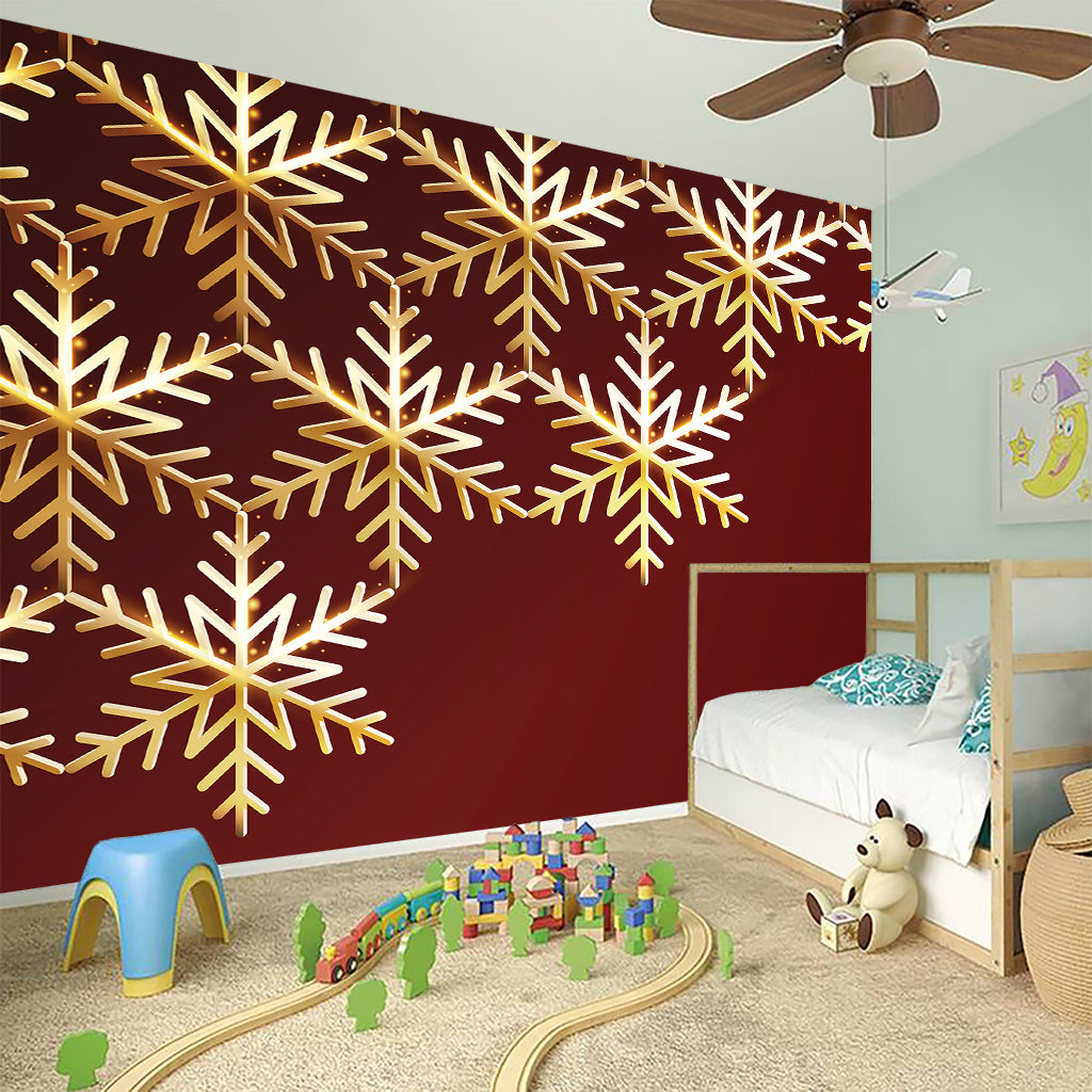 Golden Snowflake Print Wall Sticker