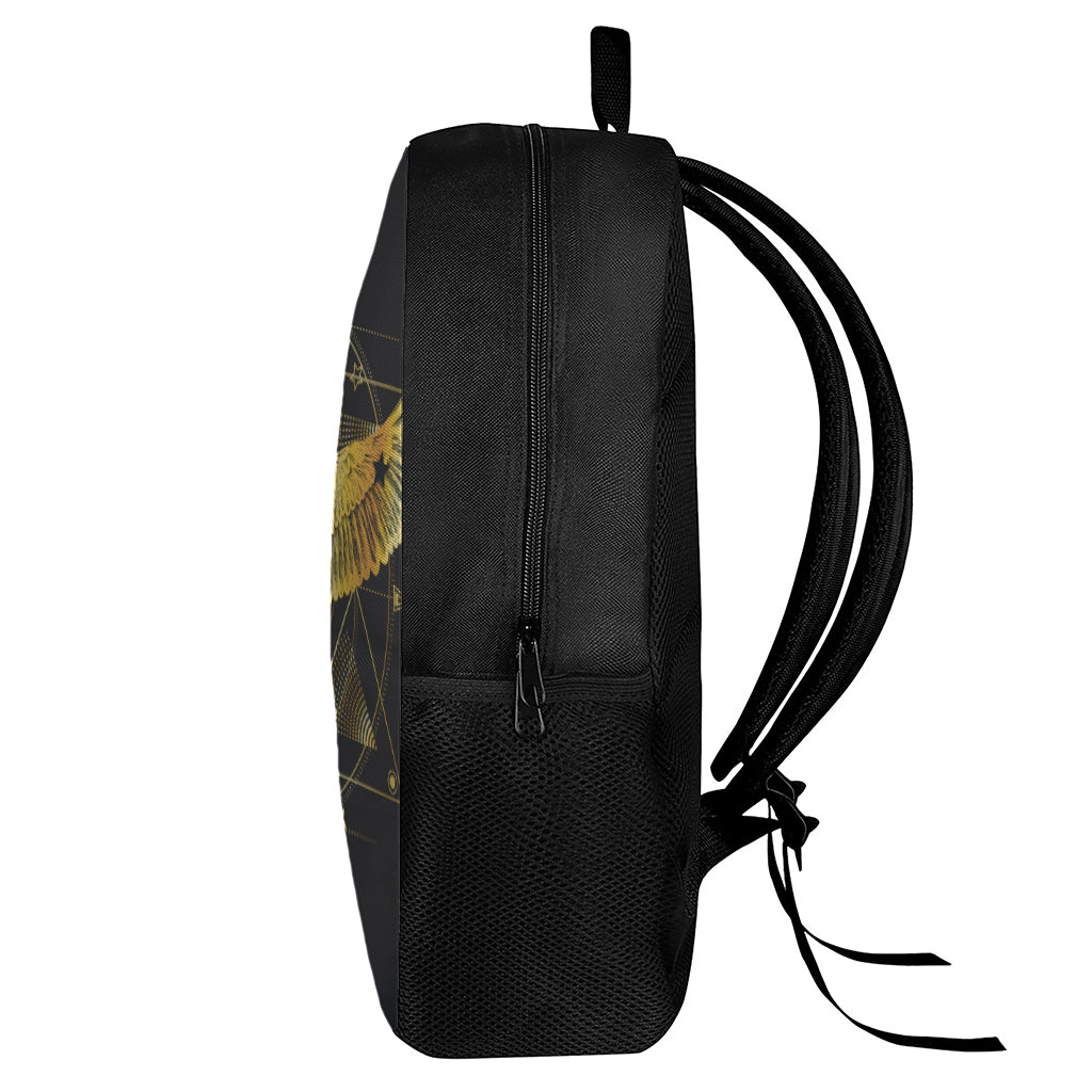 Golden Spiritual Bird Print 17 Inch Backpack
