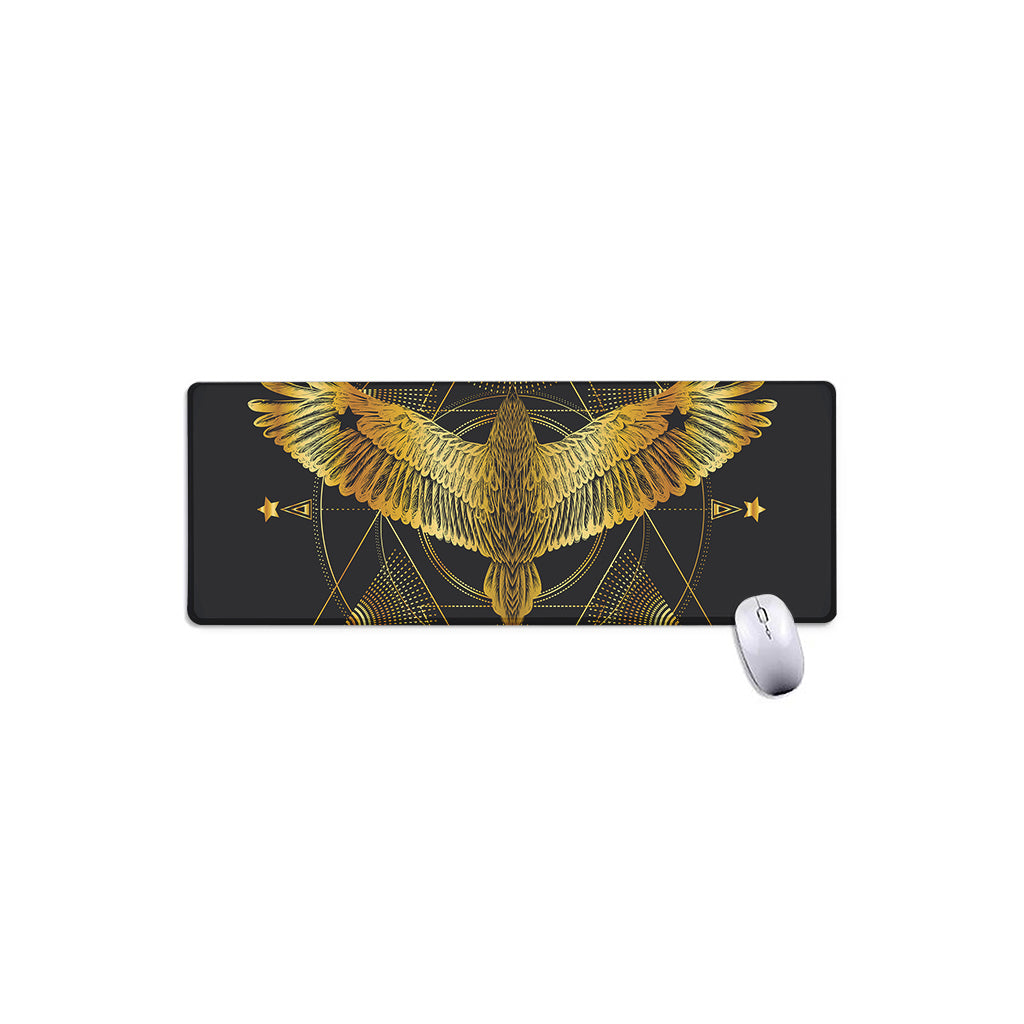 Golden Spiritual Bird Print Extended Mouse Pad