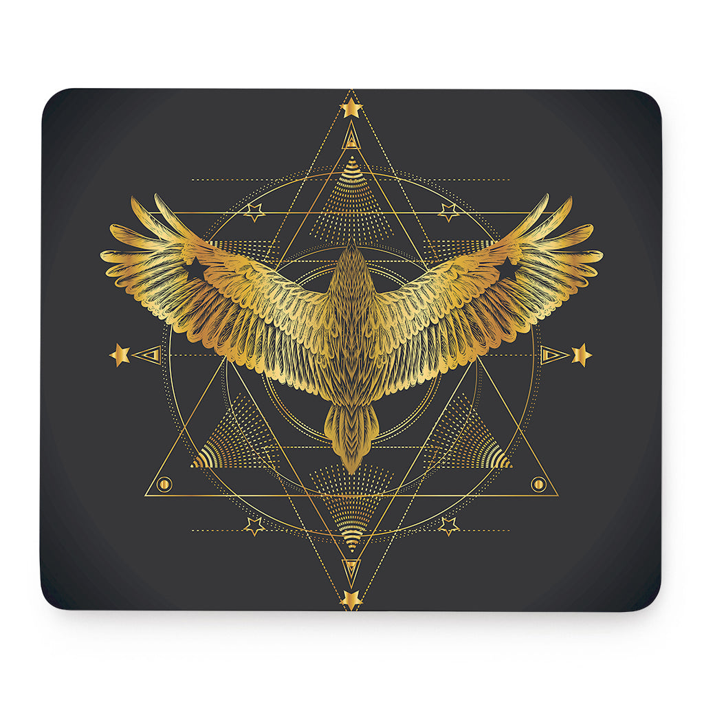 Golden Spiritual Bird Print Mouse Pad