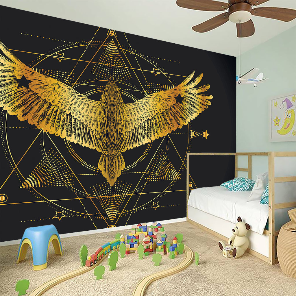 Golden Spiritual Bird Print Wall Sticker