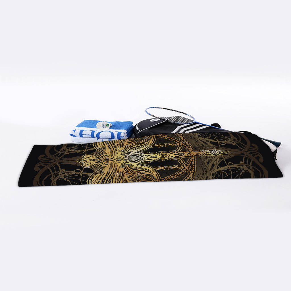 Golden Spiritual Dragonfly Print Sports Towel