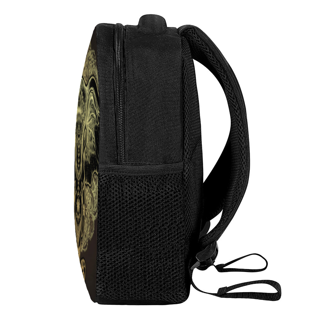Golden Spiritual Elephant Print Casual Backpack