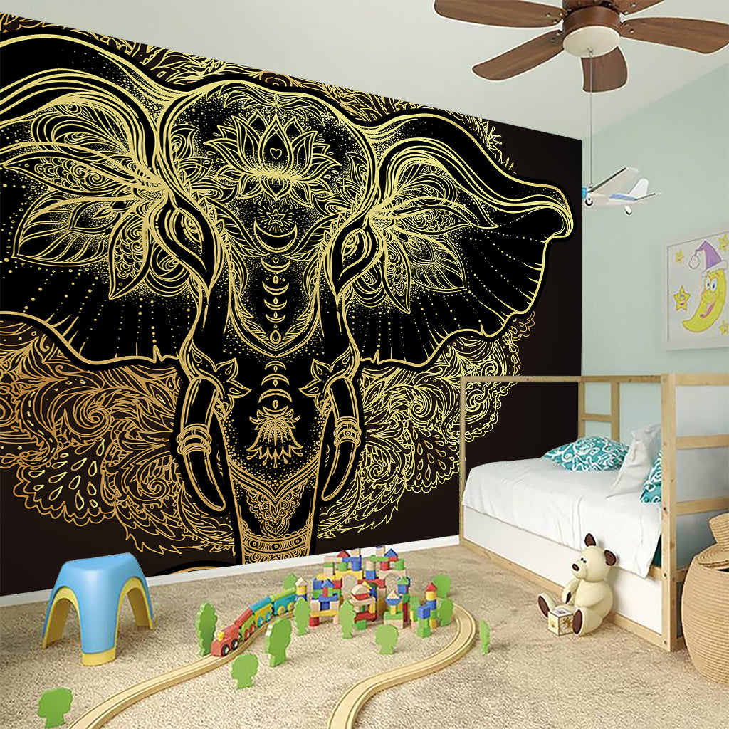Golden Spiritual Elephant Print Wall Sticker