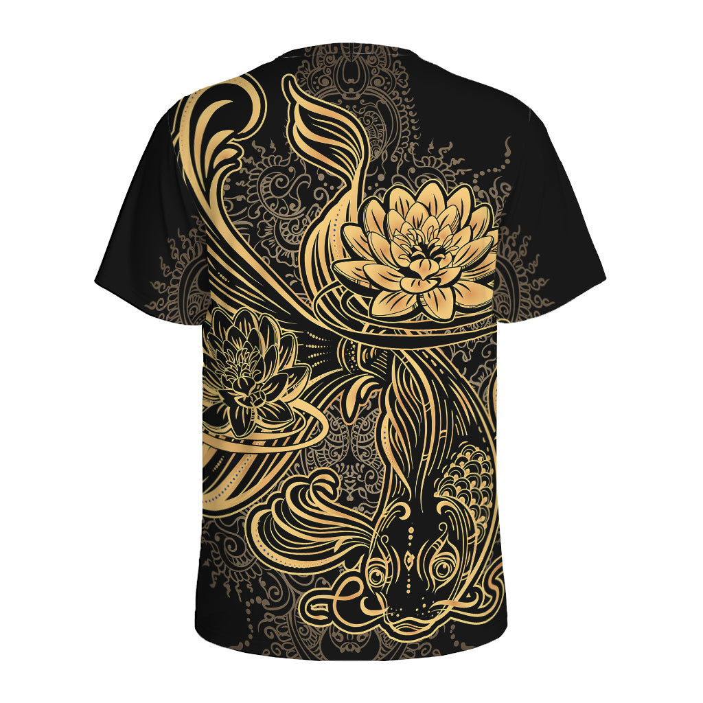 Golden Spiritual Koi Carp Print Men's Sports T-Shirt