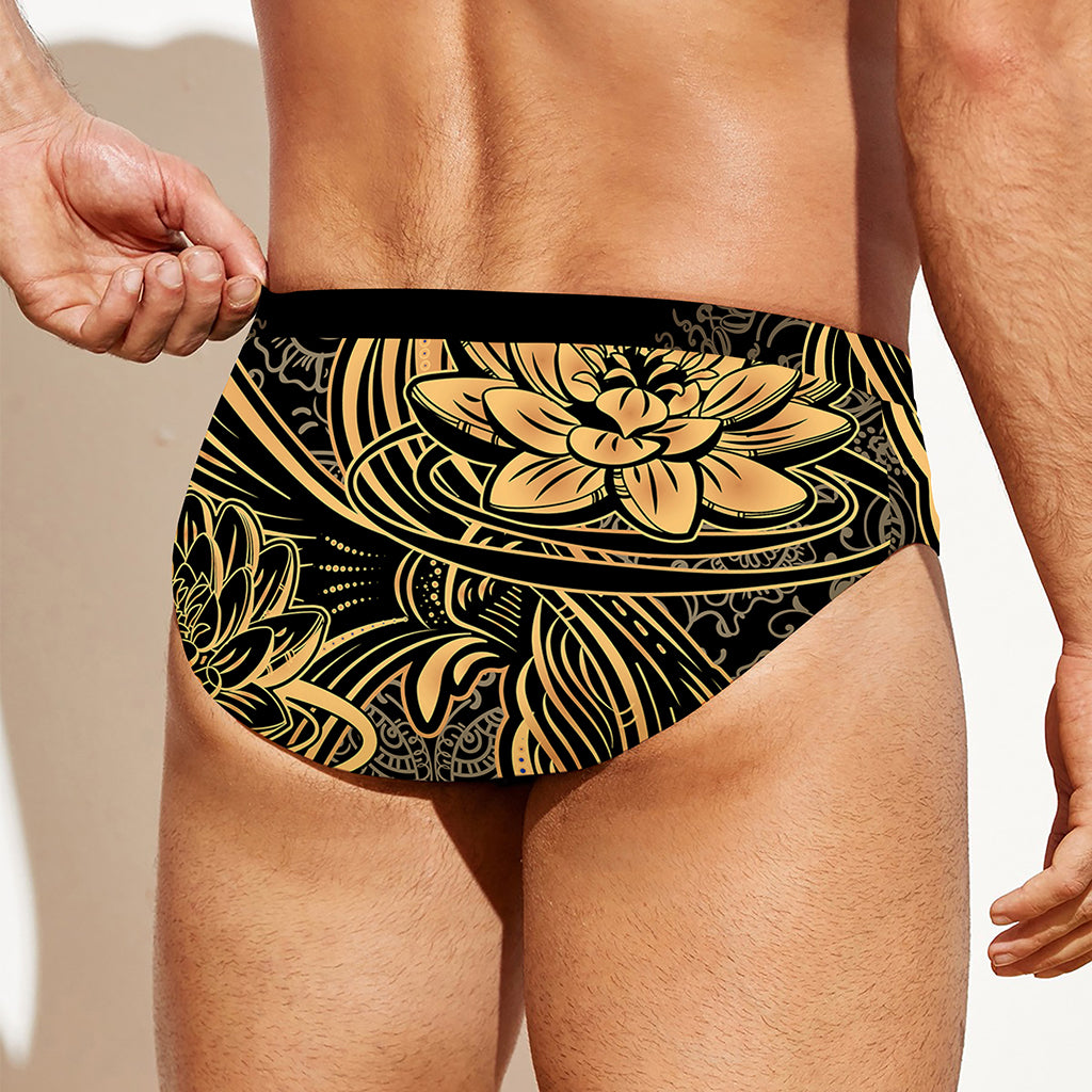 Golden Spiritual Koi Carp Print Men's Swim Briefs