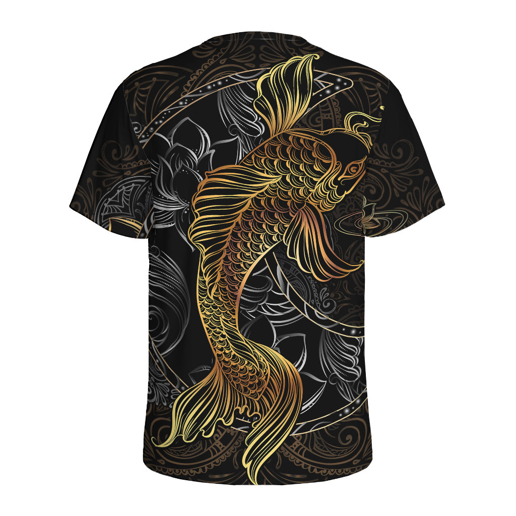 Golden Spiritual Koi Fish Print Men's Sports T-Shirt