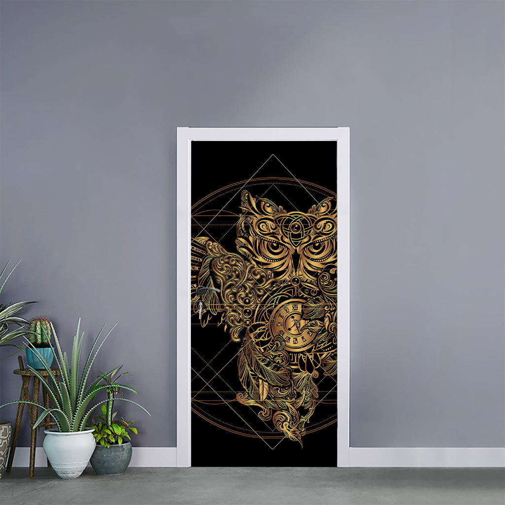 Golden Spiritual Owl Print Door Sticker