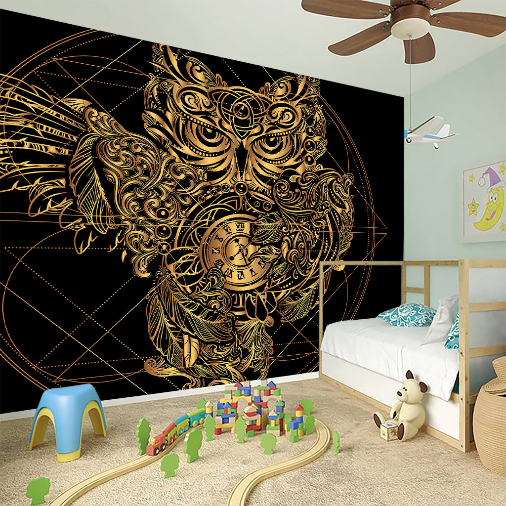 Golden Spiritual Owl Print Wall Sticker
