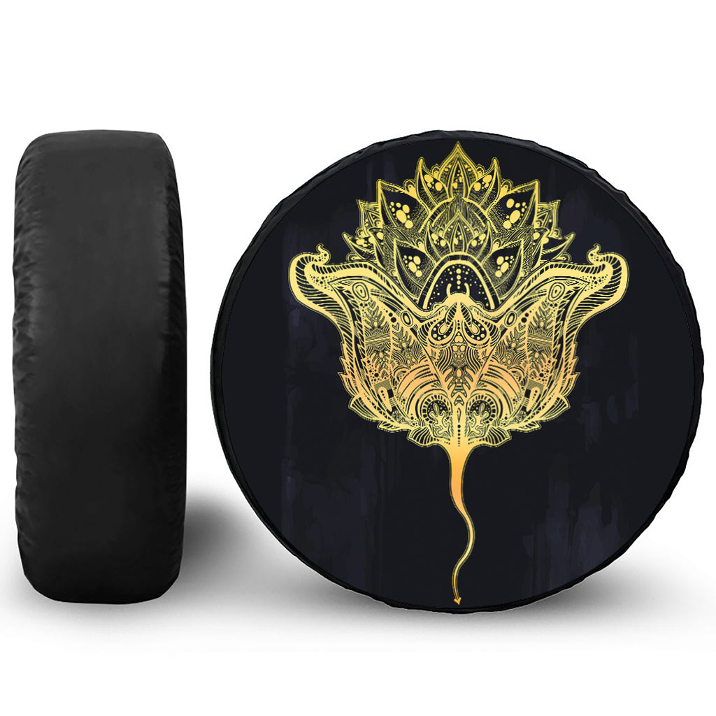 Golden Spiritual Stingray Print Tire Cover