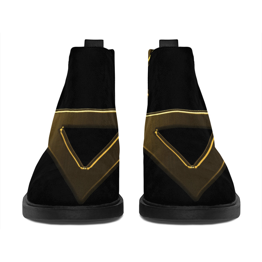 Golden Star of David Print Flat Ankle Boots