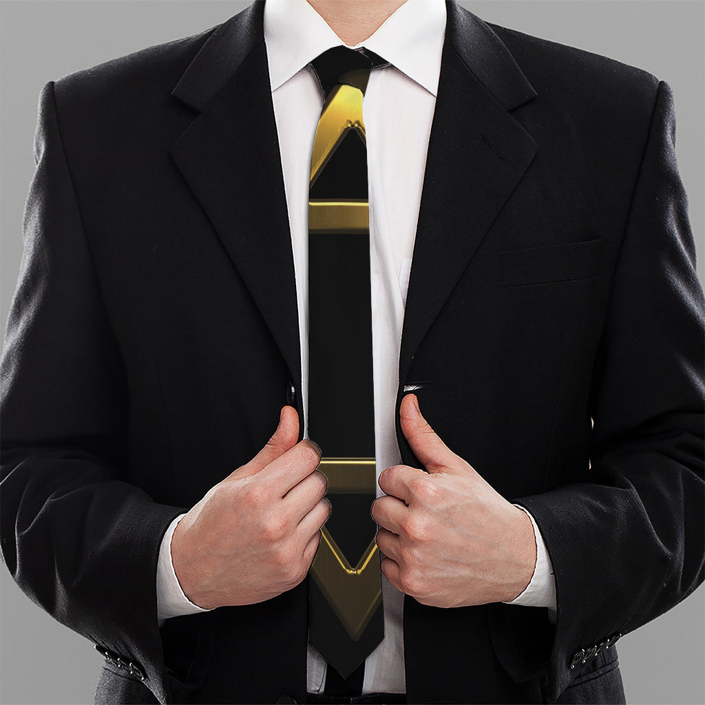 Golden Star of David Print Necktie