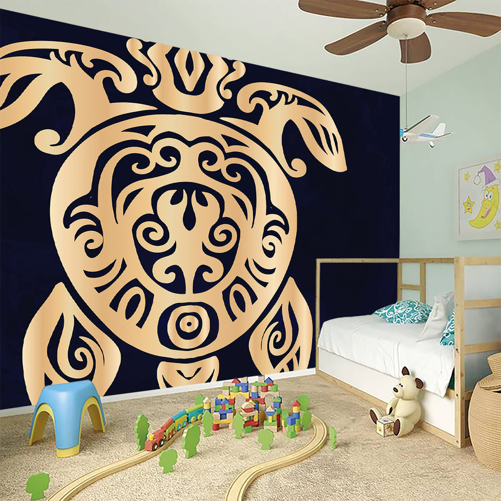 Golden Tribal Sea Turtle Print Wall Sticker