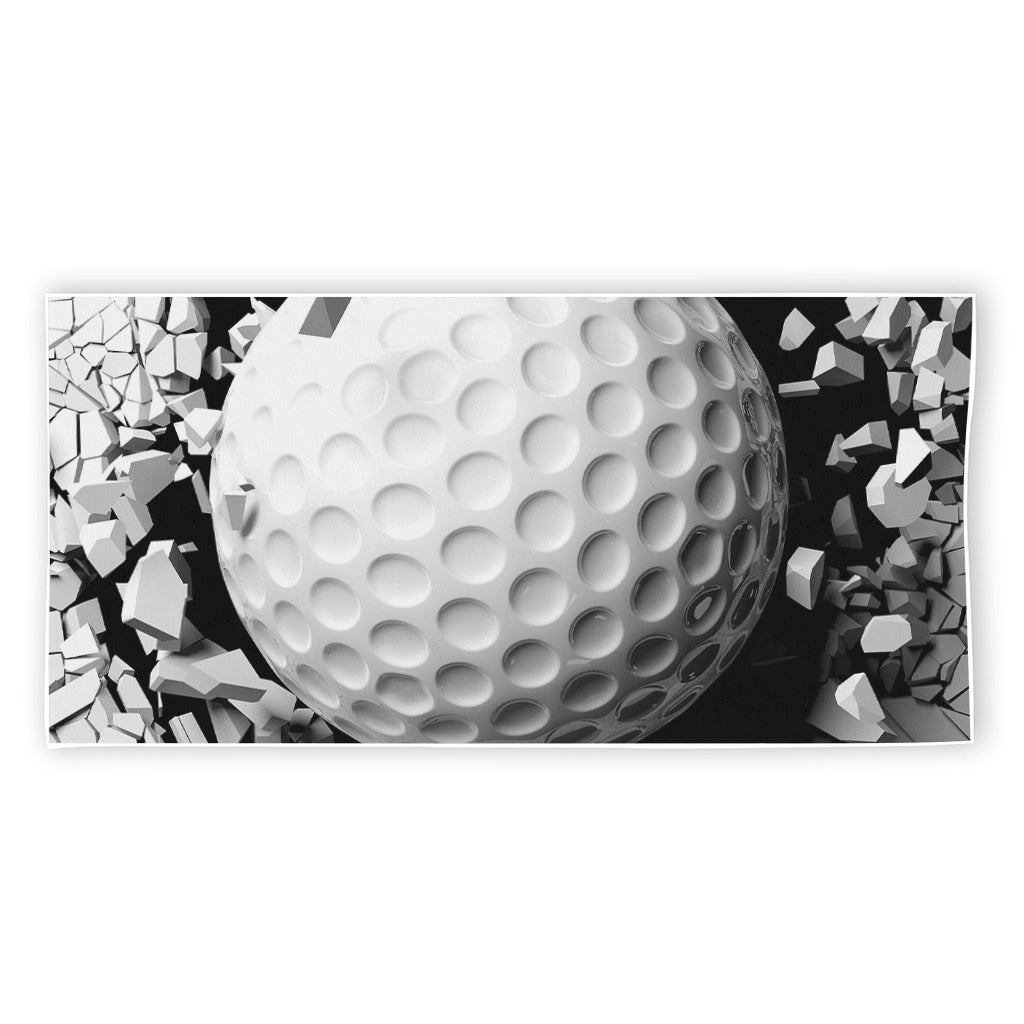 Golf Ball Breaking Wall Print Beach Towel