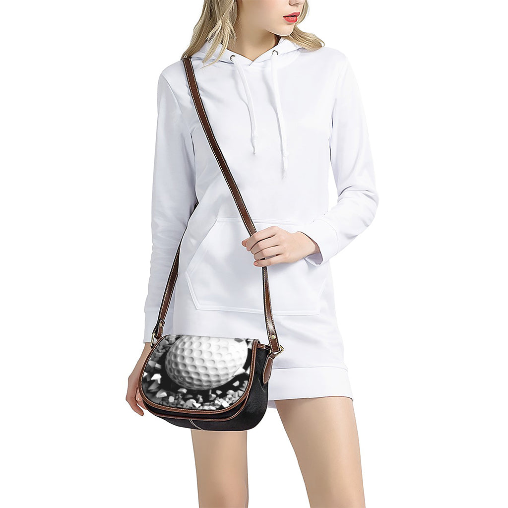 Golf Ball Breaking Wall Print Saddle Bag