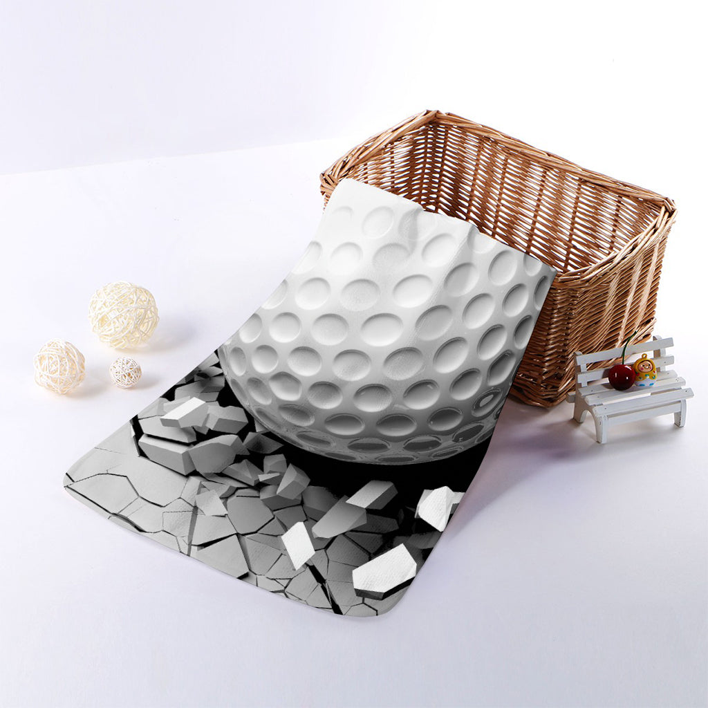 Golf Ball Breaking Wall Print Towel