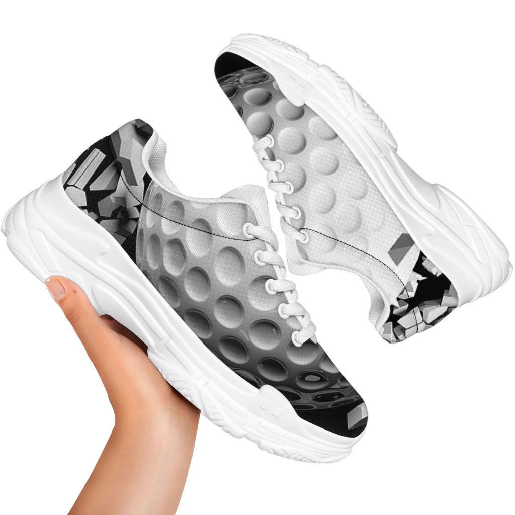 Golf Ball Breaking Wall Print White Chunky Shoes