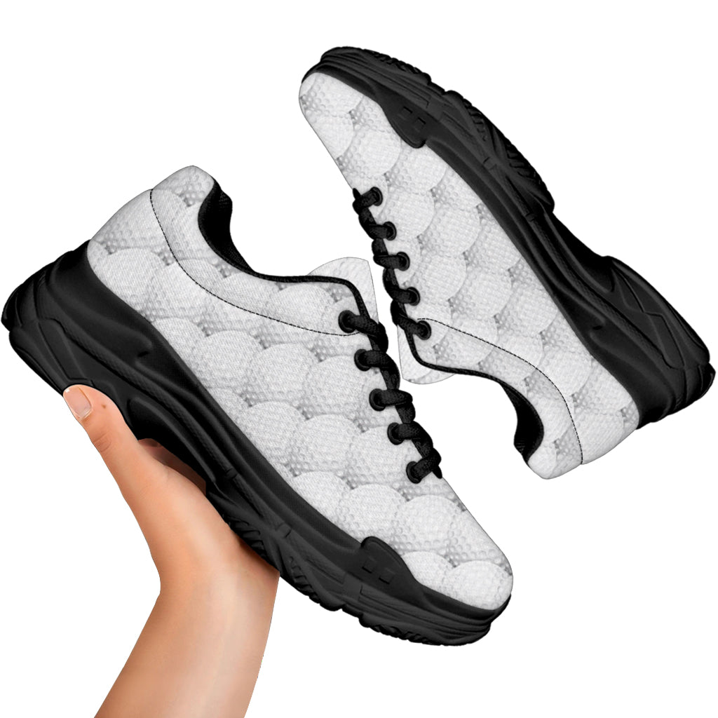 Golf Ball Pattern Print Black Chunky Shoes