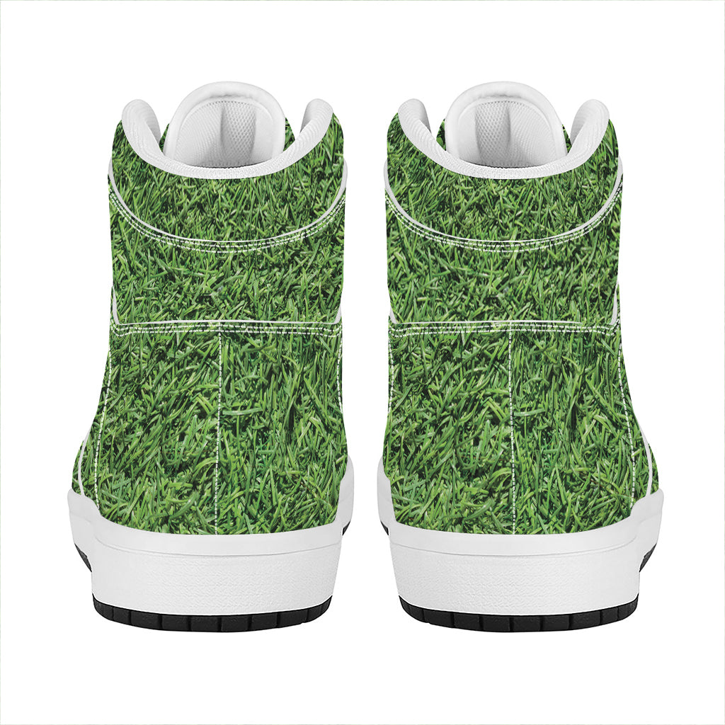 Golf Course Grass Print High Top Leather Sneakers