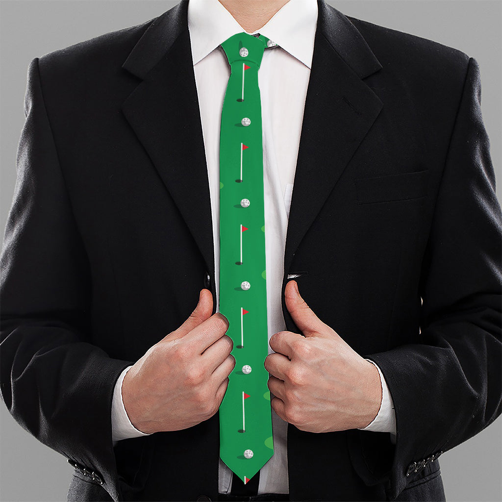 Golf Course Pattern Print Necktie
