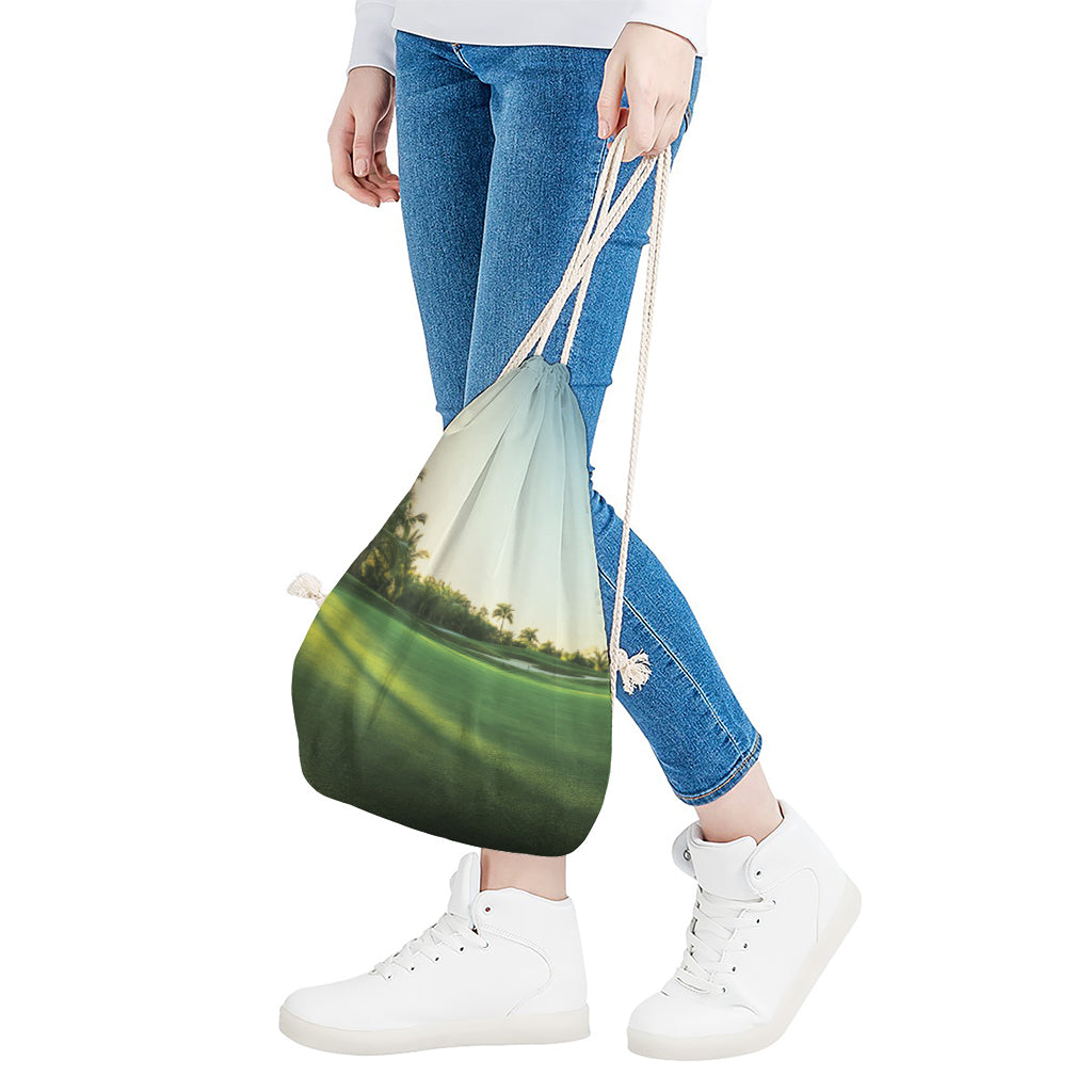 Golf Course Print Drawstring Bag