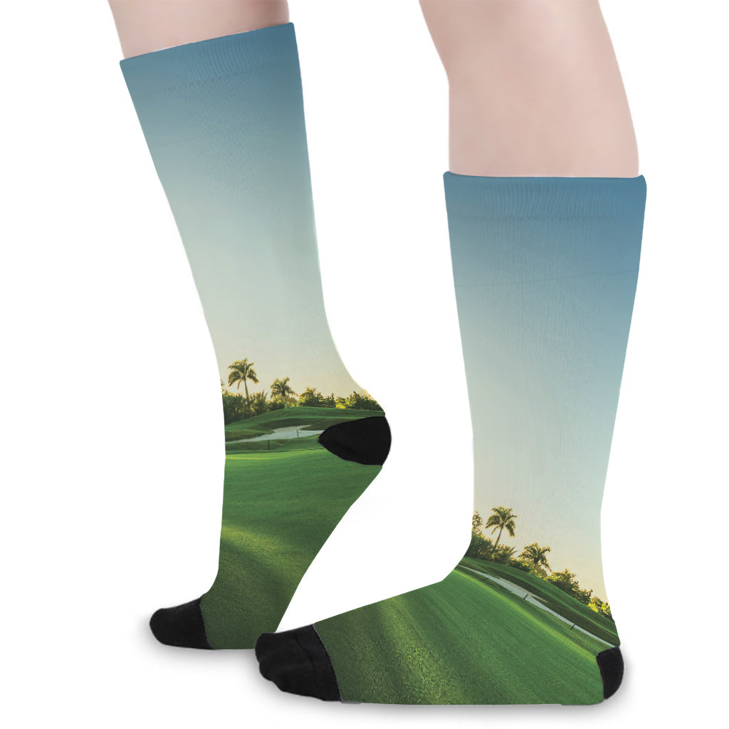 Golf Course Print Long Socks