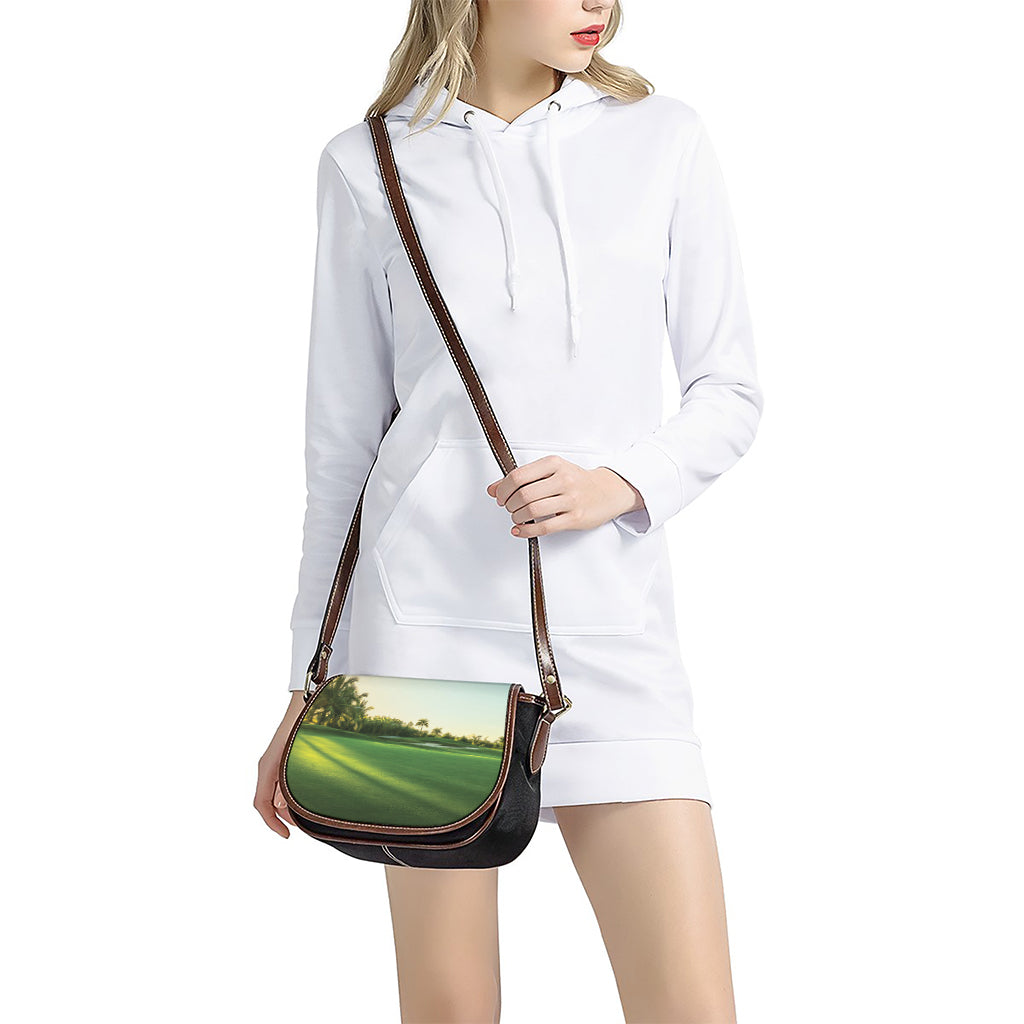 Golf Course Print Saddle Bag