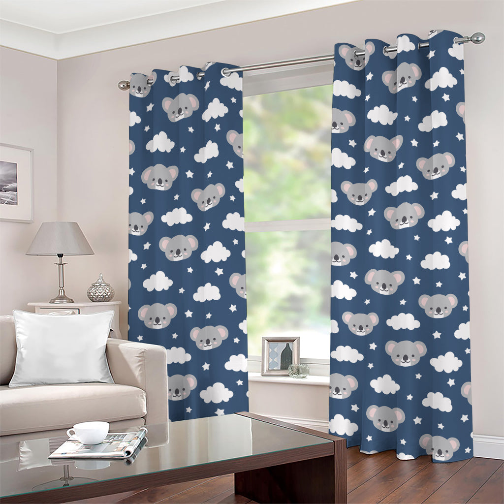 Good Night Koala Pattern Print Grommet Curtains