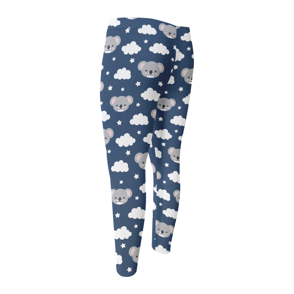 Good Night Koala Pattern Print Men's Compression Pants