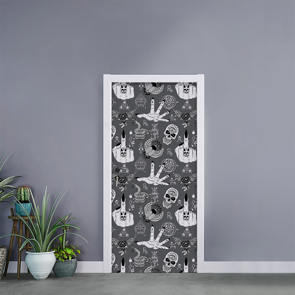 Gothic Wicca Curse Print Door Sticker